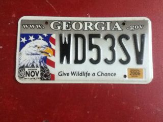 License Plate Tag Georgia Ga Wildlife Wd53sv 2006 Vintage Rustic Usa