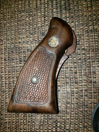 Vintage Oem Factory S&w Smith & Wesson K - Frame Rb Walnut Grips W/screw -