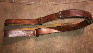 Vintage Adjustable Military 1” Brown Leather Rifle Sling
