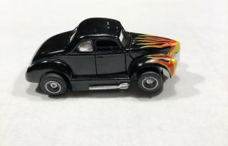 Vintage Tyco Afx 40 Ford Coupe Black With Flames Slot Car.  Chassis Runs.