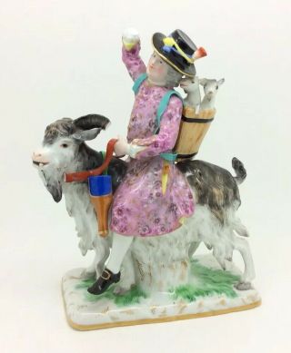 Antique Meissen Kaendler Figurine Tailor On Goat マイセン мейсенский Af Restoration