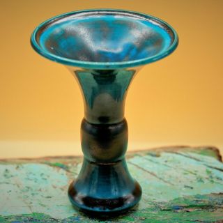 18th Century - Rare,  Kangxi Chinese Antique,  Turquoise Porcelain Gu Ku Form Vase