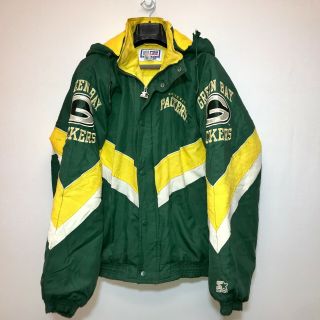 Vintage Starter Pro Line Green Bay Packers Nfl Winter Jacket Mens Sz Xl