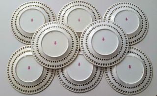 Set of 8 Antique Minton Reticulated Richly Gilded Pictorial Cabinet Plates c1880 2