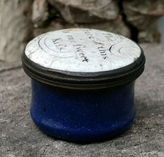 Tiny Rare 18th C Georgian Miniature Bilston Enamel Patch Pot/ Pot