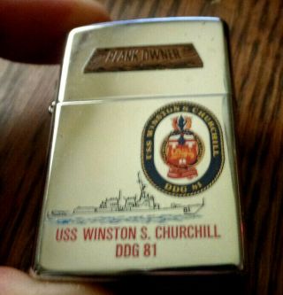 Uss Winston Churchill Plank Owner Zippo Lighter Ddg 81