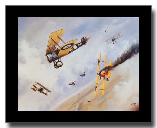 Sopwith Camel And Albatros Diii Fighters Dogfight Ww1 Framed Picture