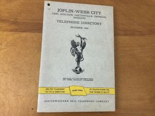 Vtg 1953 Phone Book Joplin Webb City Missouri Directory Mo Genealogy Yellow Page