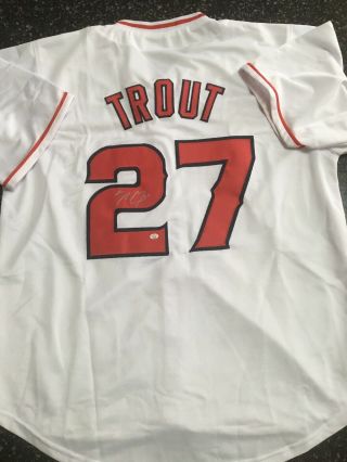 Mike Trout Hand Signed Autographed Los Angeles Angels White Baseball Jersey