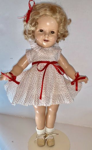Ideal 18 " Shirley Temple Doll W Composition Body.  1930s.  Extra Coat & Hat Exc
