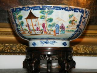 A Antique 18th C.  Qianlong Chinese Export Porcelain Punch Bowl Gingdezhen