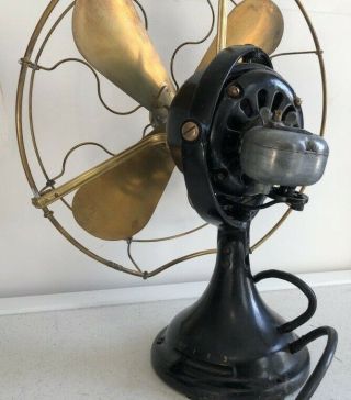Rare Antique General Electric Ge 1911 Kidney Oscillating Fan 16 " Brass Blades