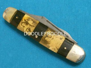 Vintage Aerial Cutlery Cigar Moose Jack Knife Pictures Railroad Girl Dog Antique