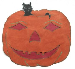 Huge Vintage Handmade Jack - O - Lantern Black Cat Halloween Party Invitation