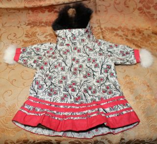 Antique Vintage Native Alaskan Eskimo Leather Hide Fur Doll Dress Folk Art