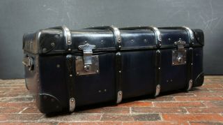 Blue & Chrome Vintage Banded Cabin Trunk