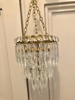 Antique Lead Crystal Waterfall Chanderlier Shade Circa Late 1800’s