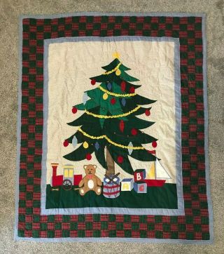 Vintage Handmade Christmas Holiday Quilt Blanket 58 X 48 Christmas Tree Gorgeous