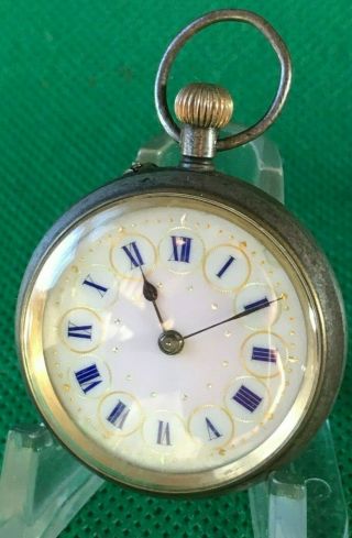 Gorgeous Ladies Fob Pocket Watch With Late - 19th/early - 20th C Very Ornate Dial