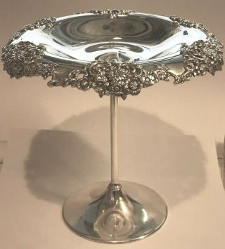 Small Sterling Silver Compote Tiffany & Co.  Pierced Floral Border.  16073 6 - 1/4 "