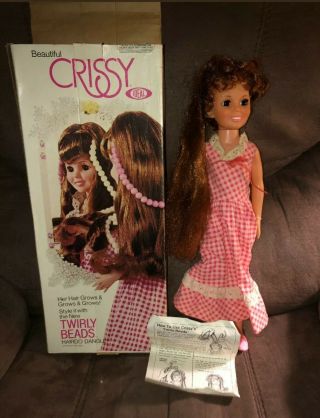 Ideal Vintage Crissy Twirly Beads 1969 Doll Orig Pink Dress