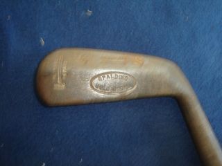 VINTAGE HICKORY SHAFT SPALDING GOLD MEDAL IRON ACCURATE GOLF CLUB 2