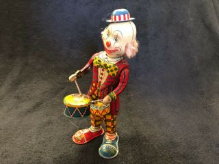 Vintage SHAN Collectible Tin Toy - Clown with Drums 3