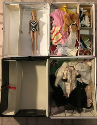 5? Vintage Ponytail Barbie And 2 1960’s Cases With Clothing And Accessories