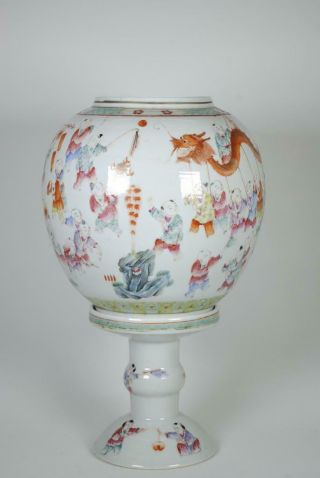 Republic Period Chinese Famille Rose Porcelain Egg Shell Lamp - Stand And Shade