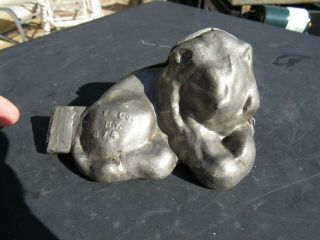 Antique Pewter Resting Lion Ice Cream Mold E & Co.  674