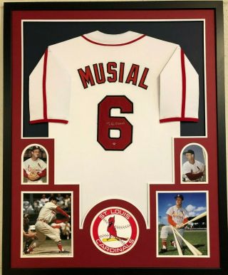 Framed St Louis Cardinals Stan Musial Autographed Signed Jersey Stan The Man