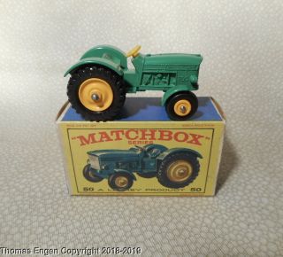 Vintage Matchbox Lesney John Deere Lanz Tractor No 50 Boxed Made In England