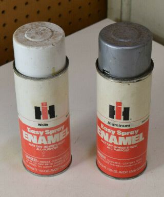 L5365 - 2 Vintage Ih International Harvester Spray Paint Cans White & Aluminum