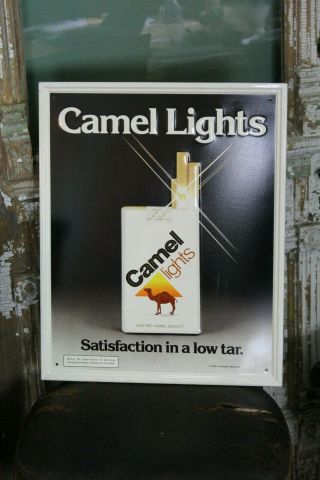 1978 Camel Lights Cigarette Sign Embossed Tobacciana Sst 21 1/2 " X 17 1/2 " Vtg