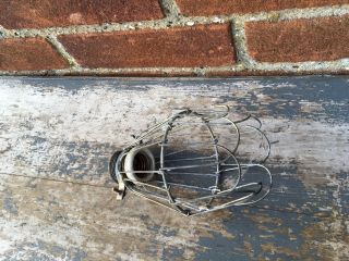 Old Vintage French Factory Industrial Metal Cage Light
