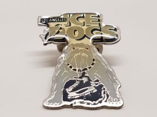 Vtg 1995 Defunct Los Angeles Ice Dogs Hat Pin Back Ihl Hockey Team Bulldog Logo