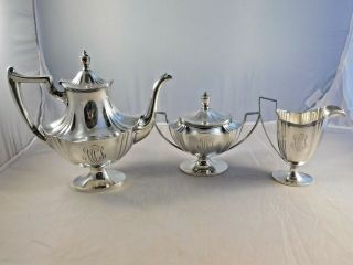 Vintage Whiting Sterling Silver Tea Set Teapot Creamer & Sugar 6950