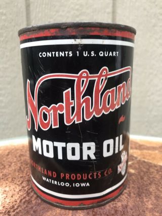 Vintage Northland Motor Oil Can,  Waterloo Iowa
