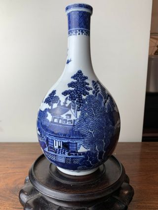 Antique Chinese Blue And White Bottle Vase