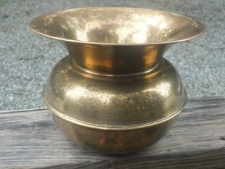 Vintage English Pub Solid Brass Spittoon 8 Inches - Great Collectible