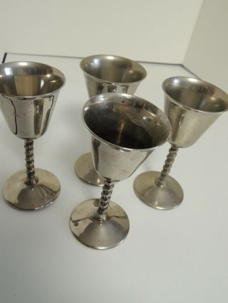 Vintage Silver - Plate Set 4 Ornate Goblets F.  B.  Rogers Silver - Plate " Italy "