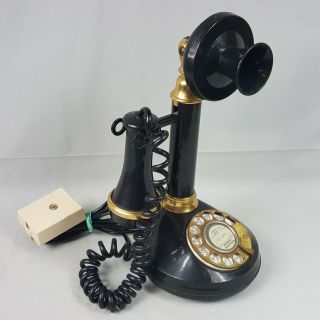 Vintage The Candlestick Telephone Rotary Dial Black Brass Deco - Tel 144001 4101b