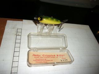 Rare Vintage Phillips Crippled Killer Fishing Lure Series1009 Frog Spot Nos