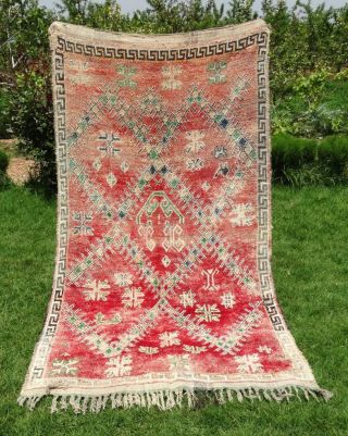 Old Vintage Moroccan Handmade Berber Rug Wool Rug Zemmour Carpet 9 