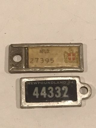 Two Newfoundland War Amps Key Tag Mini License Plate,  Canada
