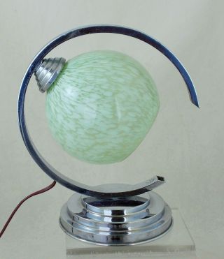 French Art Deco Chrome And Glass Desk Lamp In C1930