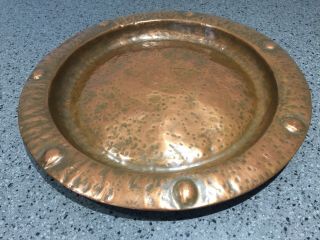 Vintage Arts and Crafts Copper Tray or charger.  Hand hammered. 2