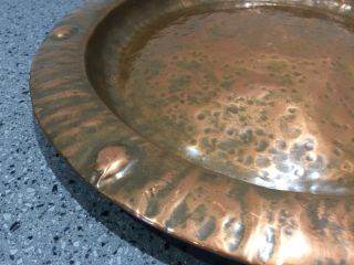 Vintage Arts and Crafts Copper Tray or charger.  Hand hammered. 3