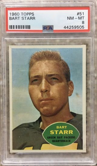 1960 Topps Psa 8 51 Bart Starr (hof) - Green Bay Packers - And Centered