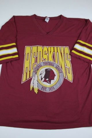 Vintage Washington Redskins Graphic T Shirt Size 2xl Trench Made In Usa V Neck